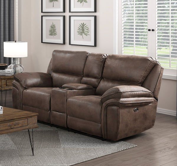 English Elm Plush Power Reclining Sofa Set 3 Piece Microfiber Living Room Usb Charging Suite Brown B011S01278