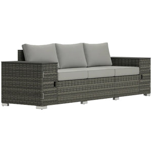 English Elm Comfortable Pe Wicker Outdoor Sofa with Hidden Storage Armrests and Steel Frame Patio Seating Gray T3971S00248