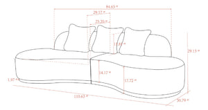 Pasargad Home Simona Upholstered Sofa - Artistic Curved Design With Premium Comfort & Style Grey Textured Polyester Fabric Pzw-943g-s