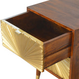 English Elm Solid Wood Manila Gold Nightstand