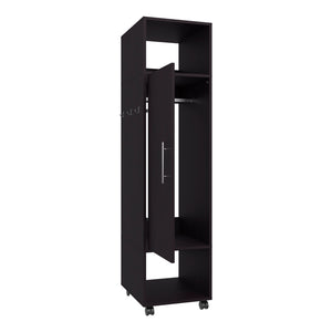 English Elm Wardrobe Boston Black - Space-Saving Engineered Wood Closet with Mirror, Rod & Two Deep Shelves B092P225204