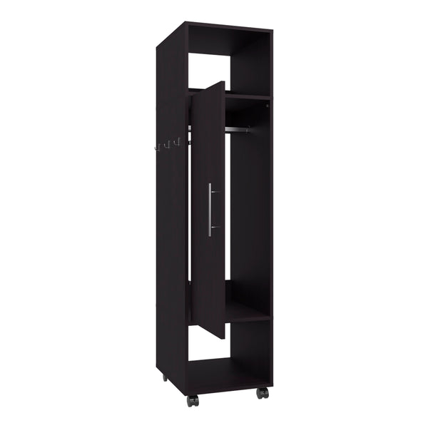 English Elm Wardrobe Boston Black - Space-Saving Engineered Wood Closet with Mirror, Rod & Two Deep Shelves B092P225204