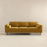 Ashcroft Furniture Amber Mid Century Modern Yellow Velvet Sofa - Luxurious, Durable, Comfortable