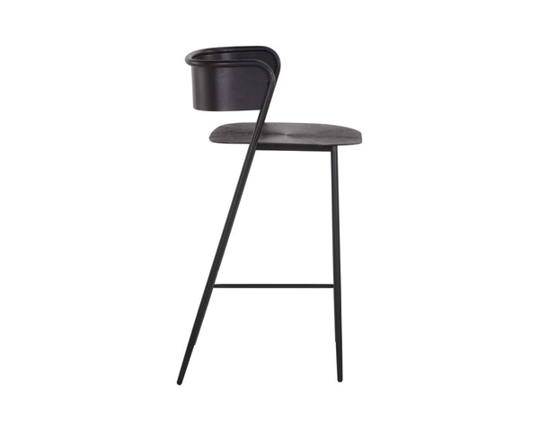 Sunpan KEANU Counter Stool - Handcrafted Gunmetal Design with Starburst Seat for Modern Spaces & Style 107640