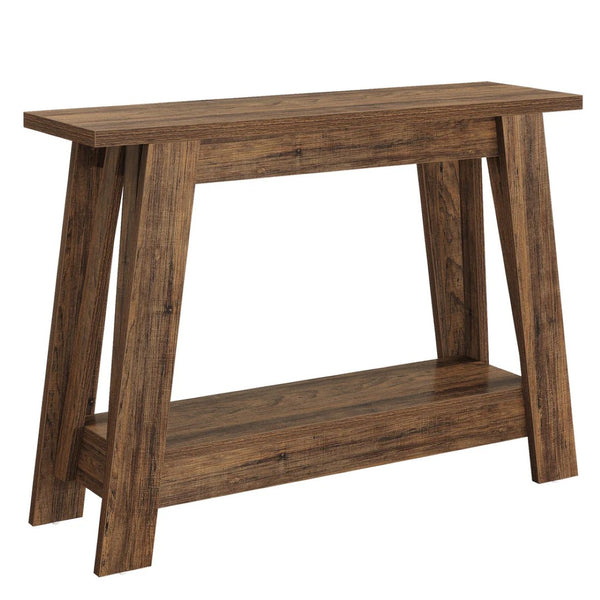 English Elm Rustic Two Tier Narrow Console Table Slim Farmhouse Design for Entryway or Living Room T3971P456890