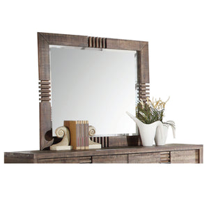 English Elm Andria Rustic Reclaimed Oak Finish Mirror with Beveled Glass, Polished Nickel Legs & Silver Hardware B2726P257351