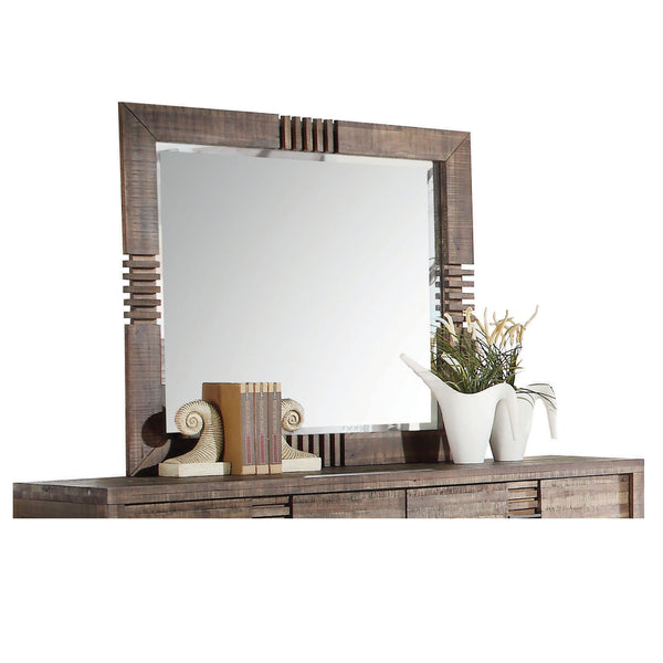English Elm Andria Rustic Reclaimed Oak Finish Mirror with Beveled Glass, Polished Nickel Legs & Silver Hardware B2726P257351