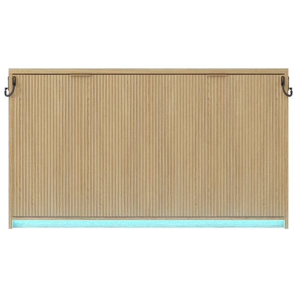 English Elm Twin Murphy Bed XL Cabinet with LED Light, Gray Finish, Space-Saving Foldaway Design, 800lb Capacity N709P002050N