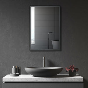 English Elm kleankin Stainless Steel Bathroom Mirror Cabinet with 3 Shelves, Space-Saving Wall-Mounted Storage Black W2225P173925