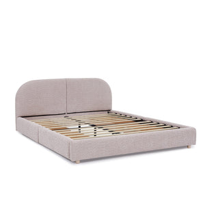 English Elm Queen Platform Bed Curved Headboard Circle Yarn Fabric with Four Wheeled Storage Drawers Pink W487S00480