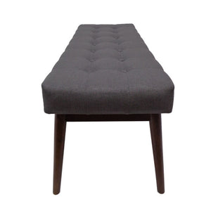 English Elm Mid-century Button Tufted Ottoman with Walnut Tapered Legs for Living Room Bedroom Grey N778P440482G