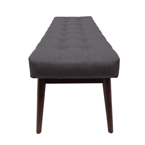 English Elm Mid-century Button Tufted Ottoman with Walnut Tapered Legs for Living Room Bedroom Grey N778P440482G