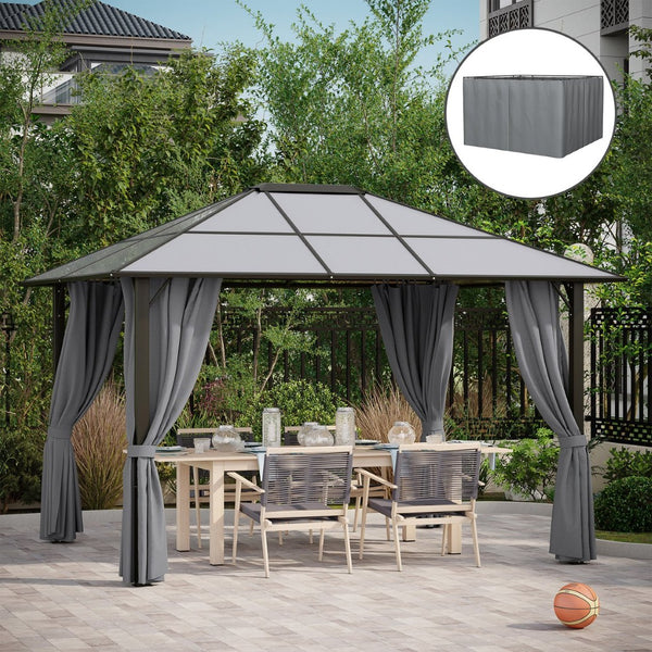 English Elm Outsunny 10' X 12' Durable Gazebo Sidewall Set - Privacy Panels With Hooks & C-Rings For Comfort W2225P217253-GIGA