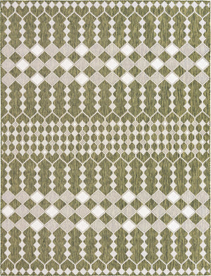 Unique Loom Outdoor Trellis Traliccio Machine Made Trellis Rug Green, Ivory 9' 0" x 12' 2"