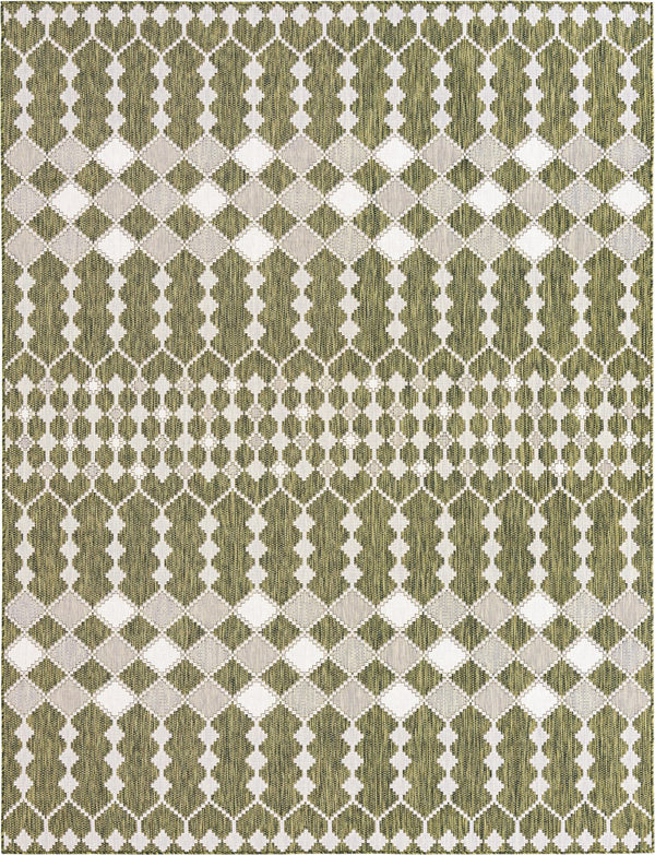 Unique Loom Outdoor Trellis Traliccio Machine Made Trellis Rug Green, Ivory 9' 0" x 12' 2"