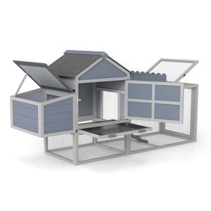 English Elm 80" Pine Backyard Chicken Coop Two Tier Hen House with Planter Nesting Box and Run W2181P356238
