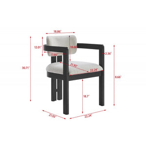 English Elm Modern Rustic Upholstered Dining Arm Chair with Sculptural Fluted Base, Curved Arms & Plush Comfort Black 24.5 L x 25.5 W x 40.5 H B011P366702