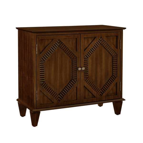English Elm 33.6" Retro Wooden Sideboard with Fluted Diamond Panels, Mid-Century Console for Living Areas Walnut W1801P346234