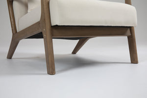 English Elm Mid Century Modern Accent Chair Natural Wood Frame Upholstered with Lumbar Cushion Support W2530P407184