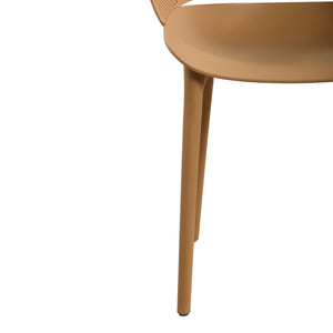 English Elm Gerald Outdoor Stackable Dining Chairs Uv Resistant Molded Plastic Patio Set of 2 Brown Yellow N776P390476Y