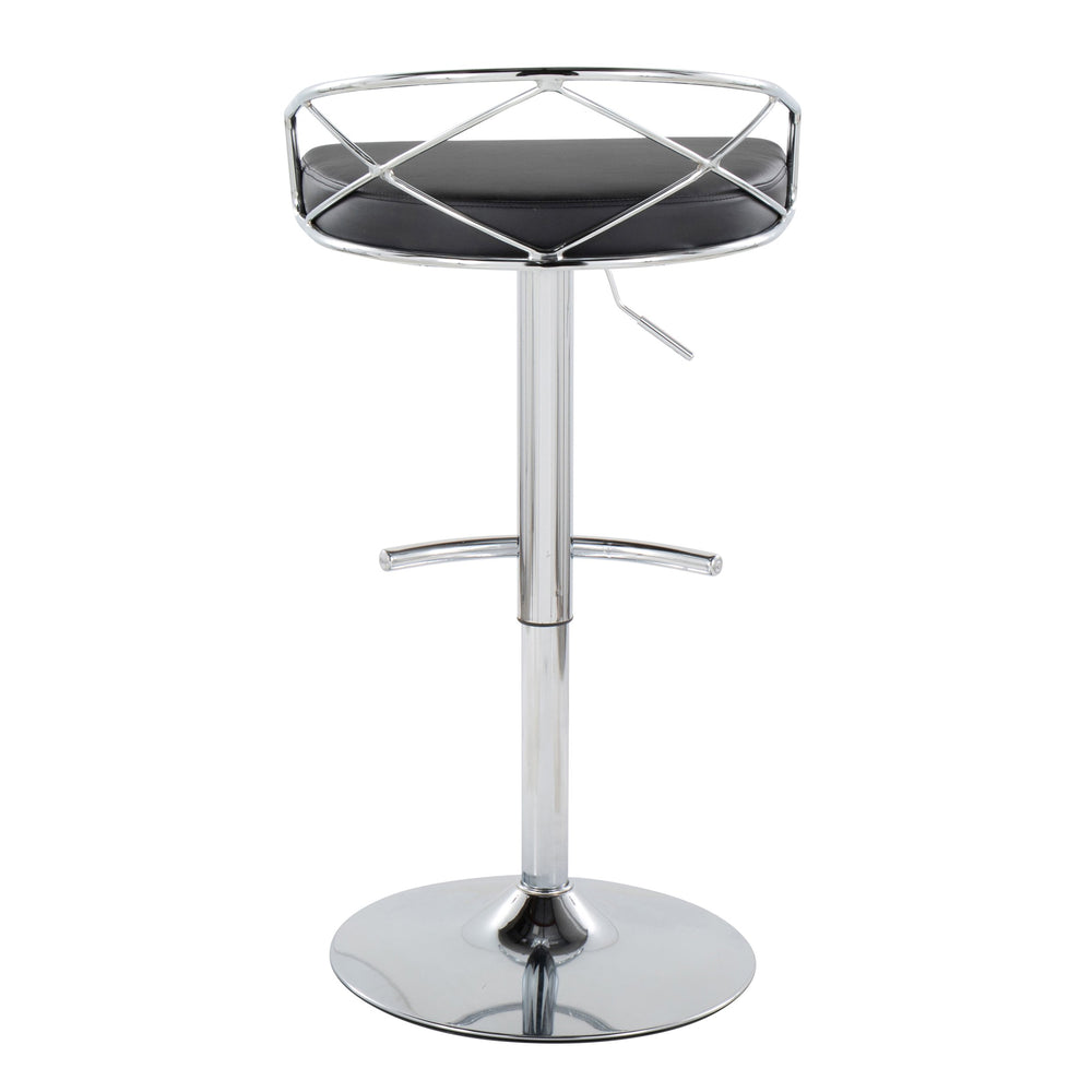 English Elm Adjustable Swivel Barstools Mid-century Modern Walnut and Cream Faux Leather Set of 2 B202S02169