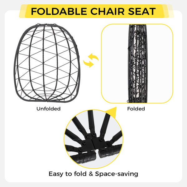 English Elm Hanging Egg Chair with Stand Pe Wicker Ergonomic Swing Seat for Patio or Bedroom T5880P497558