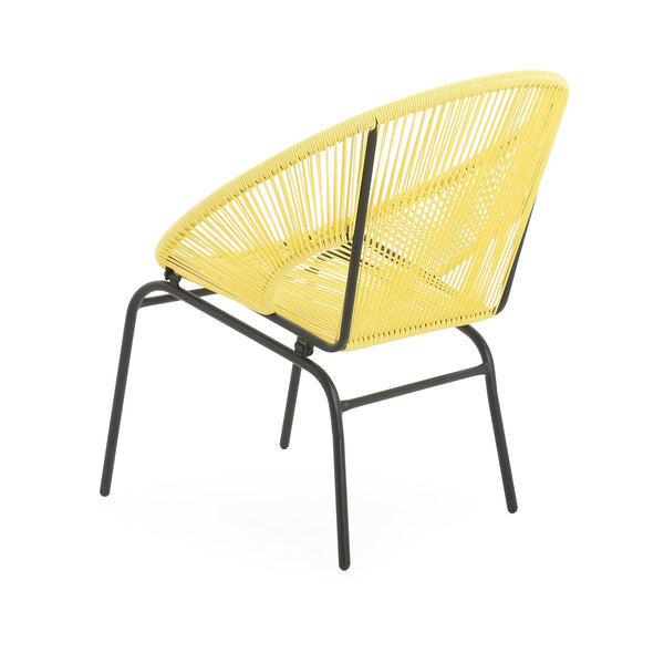English Elm Christopher Knight Home® - NUSA Modern Outdoor Wicker Club Chairs Set of 2 with Durable PE Rattan Weave and Sleek Iron Frame Yellow N775P198603Y