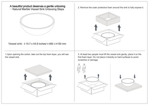 English Elm White Natural Marble Vessel Sink - Semi-Polished Elegance For Modern Bathrooms, 15.7" Diameter W1696P333277-GIGA
