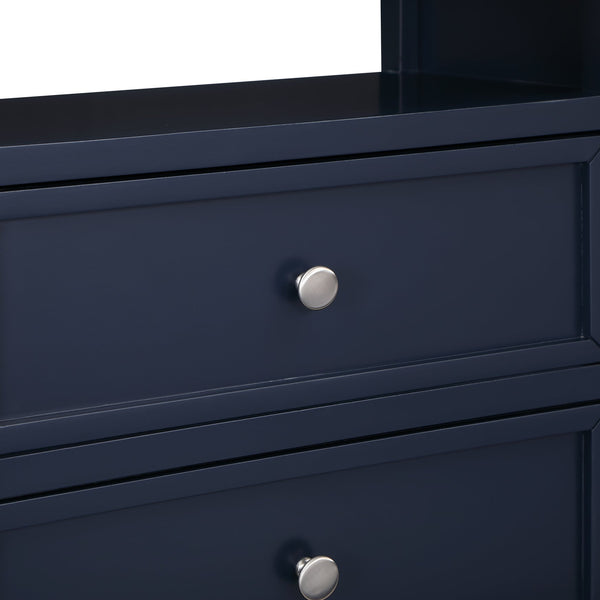 English Elm Weston Midnight Blue 2-Drawer Nightstand with Open Shelf, Solid Wood & MDF, Nickel Knobs, Durable Finish B050P376945