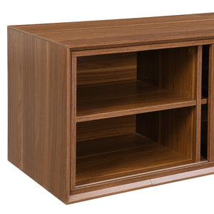 English Elm Mid-Century Extendable TV Stand 54.3"-80" with Hidden Cat House & Litter Enclosure, Walnut Finish N843P255637W