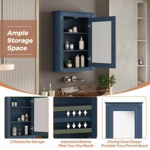 English Elm 20" Wall Mount Medicine Cabinet Mirrored Door Soft Close Adjustable Shelf Bathroom N710P317680C
