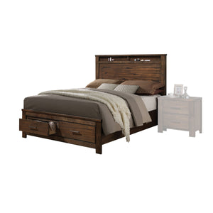 English Elm Merrilee Panel Bed with Headboard Shelf and Two Underbed Drawers, Durable MDF Frame, Brass Accents Oak 31 L x 22 W x 20 H B2726S00383