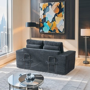 English Elm Loveseat Convertible Sofa Bed With Memory Foam - Stylish Corduroy, No Assembly, Perfect For Small Spaces! W2959P379137