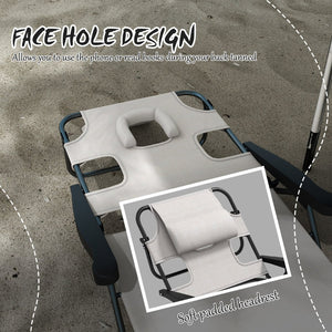 English Elm Outsunny Adjustable Tanning Chaise Lounge Chair With Face & Arm Holes, Portable Beach Comfort W2225P200863-GIGA