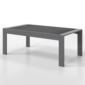 English Elm All-Weather Aluminum Outdoor Coffee Table, Modern Coffee Table For Outside, Rectangle Patio Coffee Table-Gray