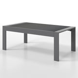 Gray Aluminum Outdoor Coffee Table, Modern Rectangle Patio Table for Outside, All-Weather