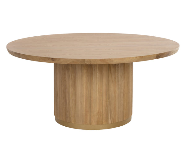 Sunpan Kalla Dining Table - Elegant Oak Design with Brushed Gold Accents for Contemporary Dining Spaces Round - 68W x 68D x 30.5H