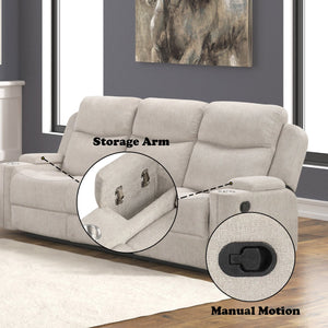 English Elm Galya Light Gray Chenille Motion Sofa with Manual Recline, Pocket Coil Seats & Hidden Arm Storage B2726P289741