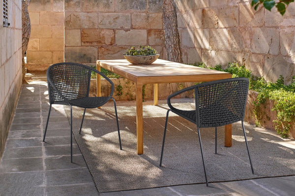 English Elm Snack Woven Rope Steel Stackable Dining Chairs Bistro Set of Two Modern Outdoor B2736P464890