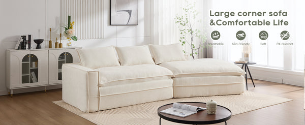 English Elm Modern Minimalist Modular Sectional Sofa - Plush Cloud Couch With Right-Facing Chaise For Cozy Living Spaces W2959S00014