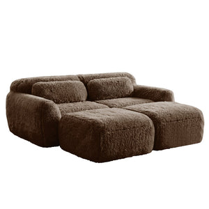 English Elm 80''soft Plush Modular Sectional Sofa with Chaise Deep Seat High Density Foam Living Room Chocolate W714S01539