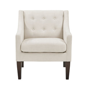 English Elm Contemporary Button-Tufted Accent Chair with Plush Fabric, Curved Arms and Solid Wood Legs for Living Beige 26.5 L x 28.5 W x 22.5 H B011P281833