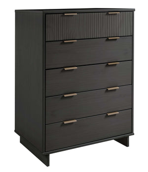 English Elm Granville 38" Charcoal Gray Chest With 5 Drawers - Stylish Solid Wood Storage For Modern Homes B365S00084