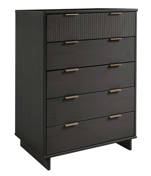 English Elm Granville 38" Charcoal Gray Chest With 5 Drawers - Stylish Solid Wood Storage For Modern Homes B365S00084