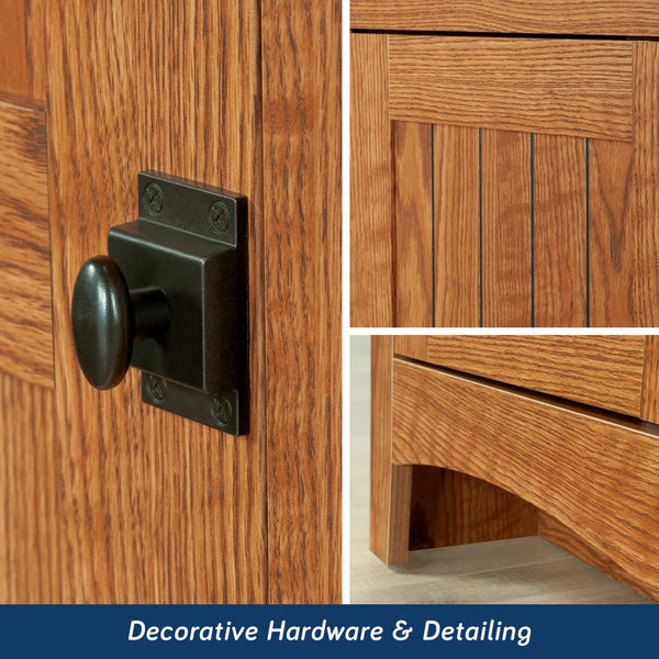 English Elm Pantry, Brown finish - Tall Engineered Wood Storage Cabinet with Adjustable Shelves, Beaded Door Design, Magnetic Closure, Versatile for Kitchen, Bath, Entryways (21.5"x14.5"x61.1") B356P402762