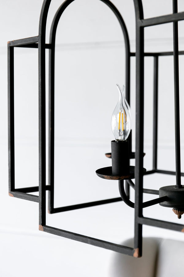 English Elm 17.3x17.3x28.7" Malin 4-light Iron Chandelier Satin Black Finish for Foyer or Dining W2078P411231