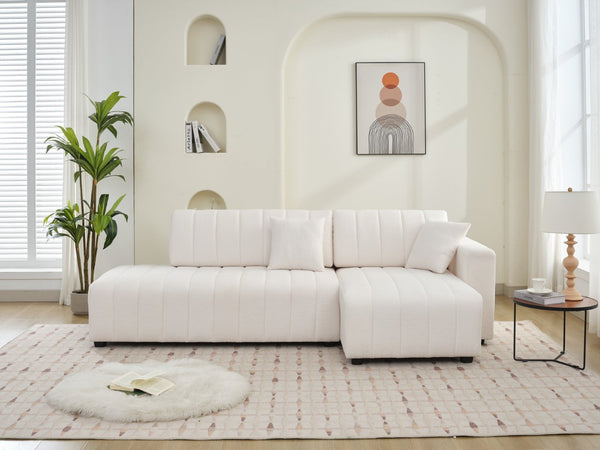English Elm Scandinavian Channel Tufted L Shaped Sectional Sofa with Plush Foam Cushioned Seating B2730S00042