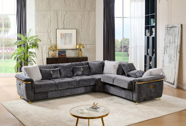 English Elm Argo Contemporary L-shaped Sectional Sofa with Steel Base and Six Seat Capacity Gray B009S02185