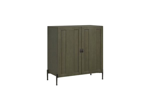 English Elm Bar Cabinet Pistachio Finish Solid Wood & MDF w/ Wine Racks, Stemware Storage, Pull-Out Drawer, Ample Capacity B2699P383330