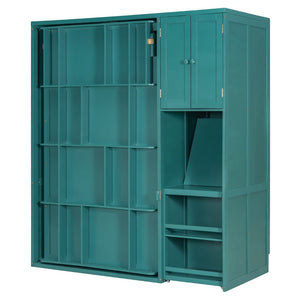 English Elm Twin Size Rotating Murphy Bed With Integrated Bookshelf, Extendable Desk & Stylish Storage Solutions N820S00066C-GIGA